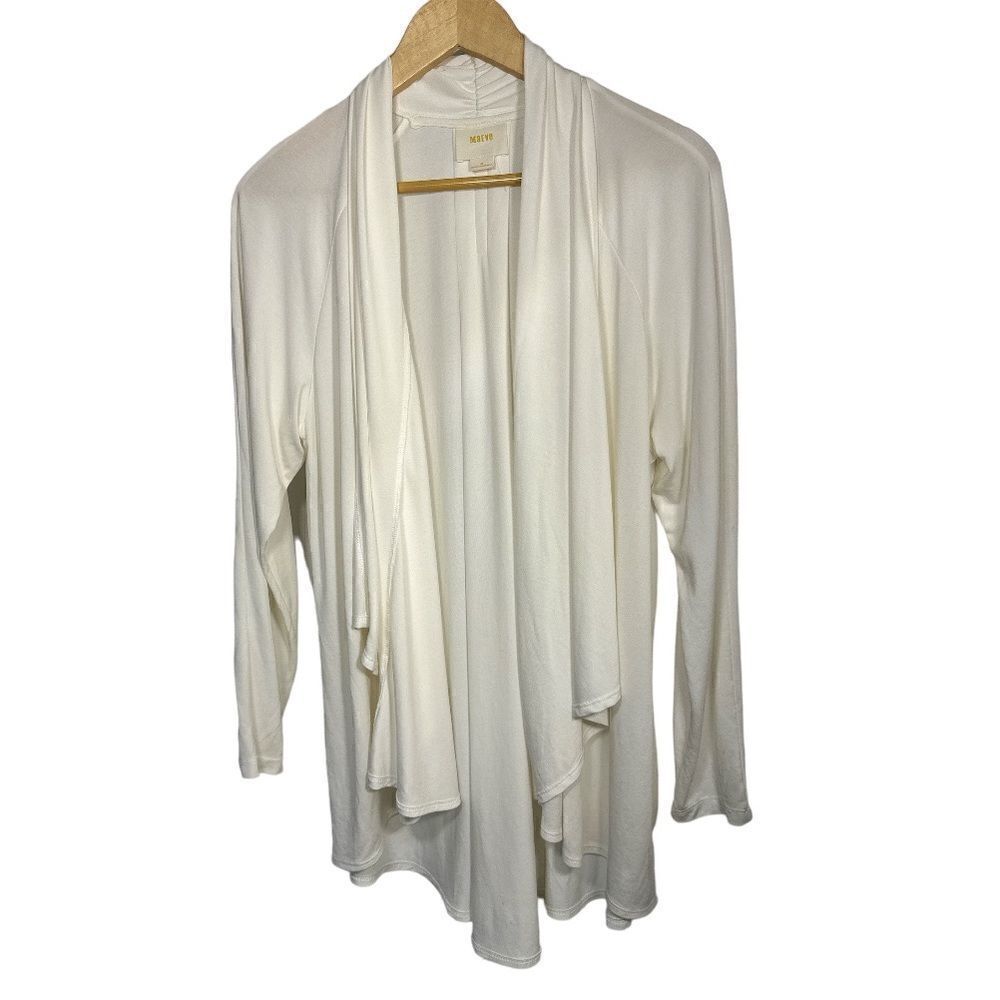MAEVE ANTHROPOLOGIE Women’s Open Cascading Front Cardigan White Size Medium